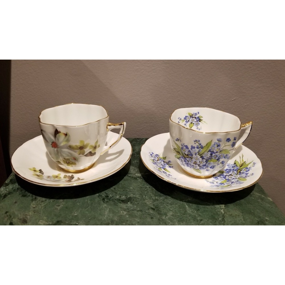 Vintage Windsor Bone China Tea Cup & Saucer Floral Set of 2 England